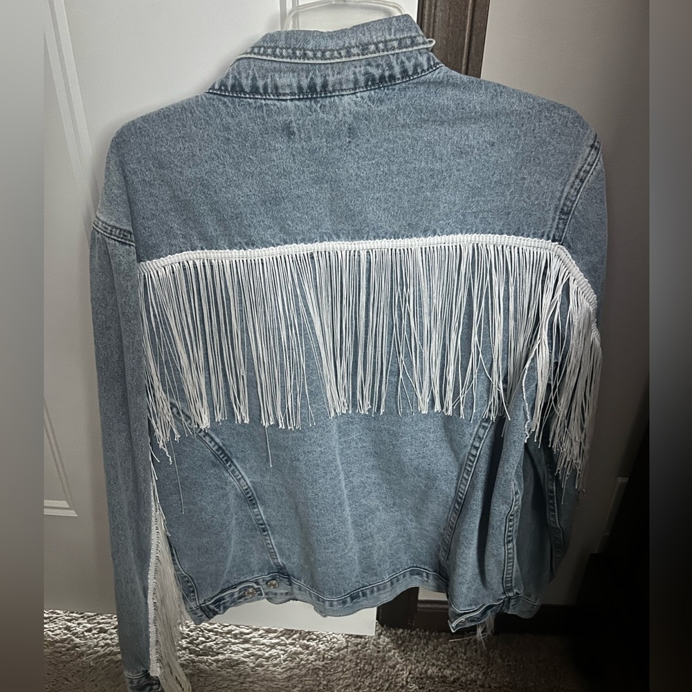 Denim Jean jacket with fringe